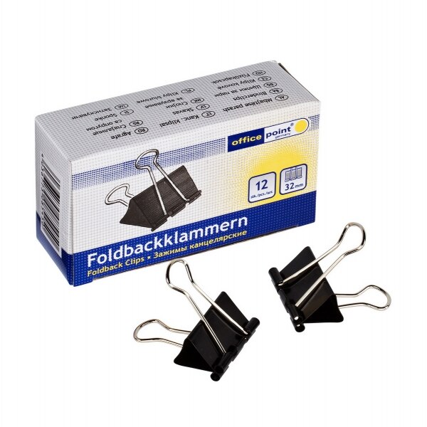 Set Clips metal 32 mm, 12 buc/cutie, Office Point