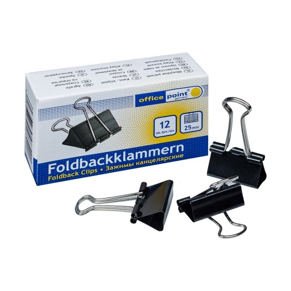 Set Clips metal 25 mm, 12 buc/cutie, Office Point
