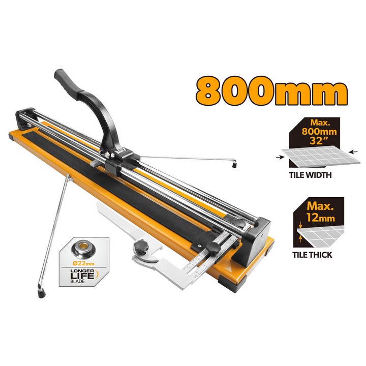 Masina de taiat gresie si faianta TOLSEN Industrial, 800mm, Pentru conditii dificile, Taiere pana la 12mm grosime, Lama interschimbabila φ22x10.5x2mm, Structura solida si precisa