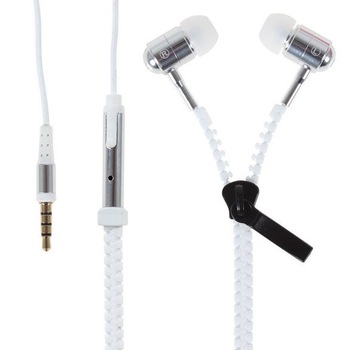 Casti Audio Premium Deluxe Bass Boost System 3.5mm, cu Fermoar, in-ear cu Microfon, Alb Casti Audio Premium Deluxe Bass Boost System 3.5mm, cu Fermoar, in-ear cu Microfon, Alb