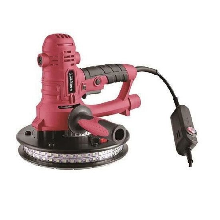Worcraft 800 W-os kézi fal és mennyezet csiszoló, LED munkafény