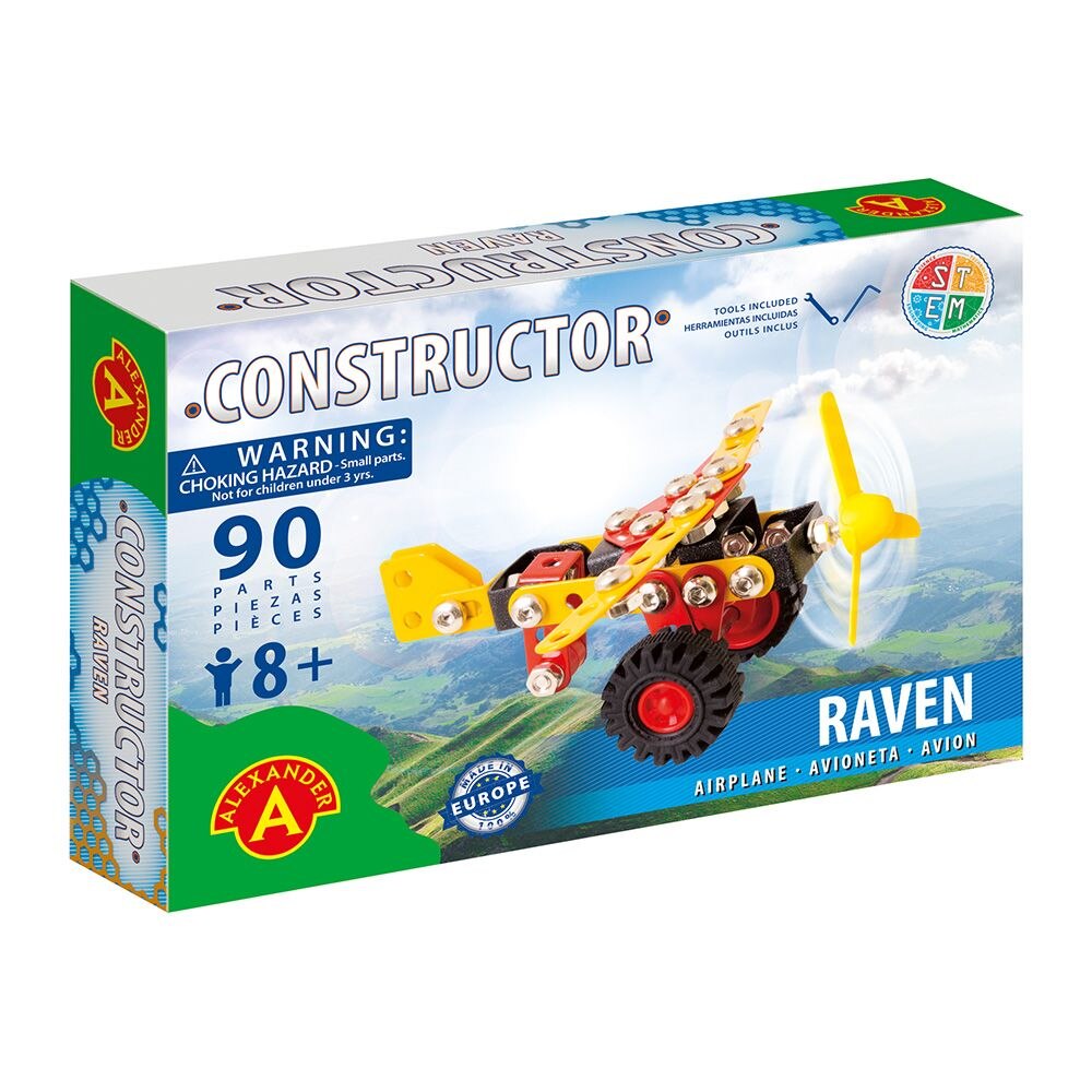Set constructie, Alexander, 90 piese metalice Constructor Raven Aeroplan