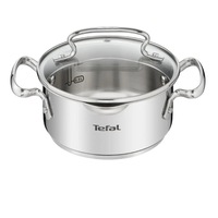 Oala cu capac de sticla Tefal Duetto+, 18 cm, 2L, inductie, manere nituite, otel inoxidabil