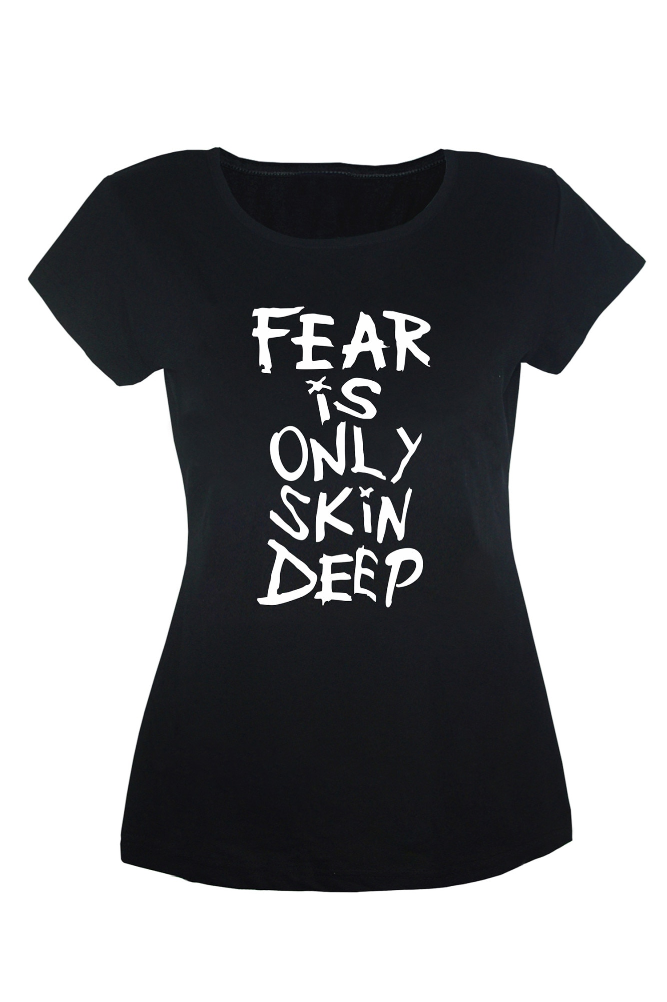 Tricou dama din bumbac cu imprimeu Fear Is Only Skin Deep TripleT clothing, Negru