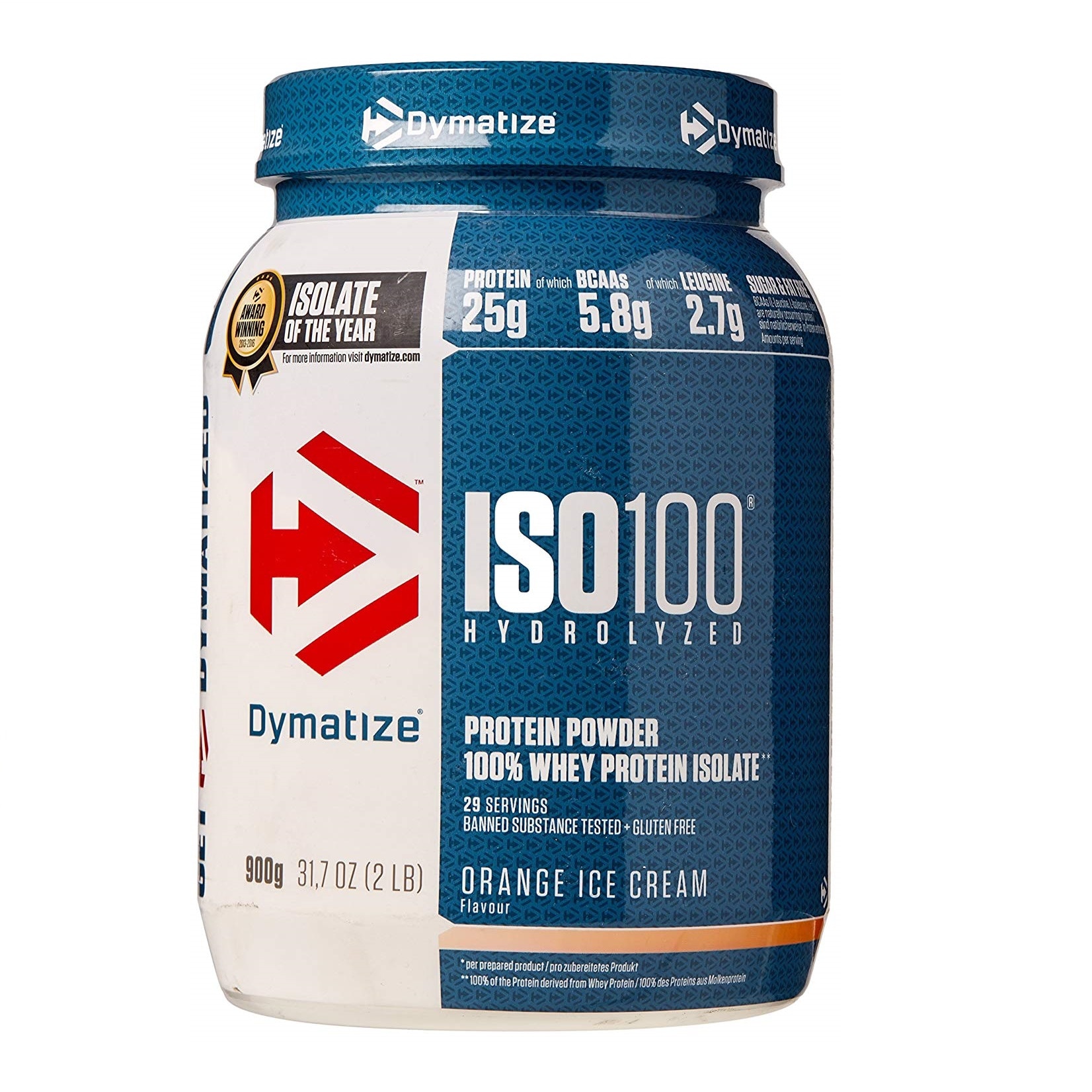 Proteine, Dymatize, ISO 100, aroma inghetata de portocale, 900 g