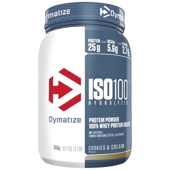 Proteine, Dymatize, ISO 100, aroma cookies & cream, 900 g