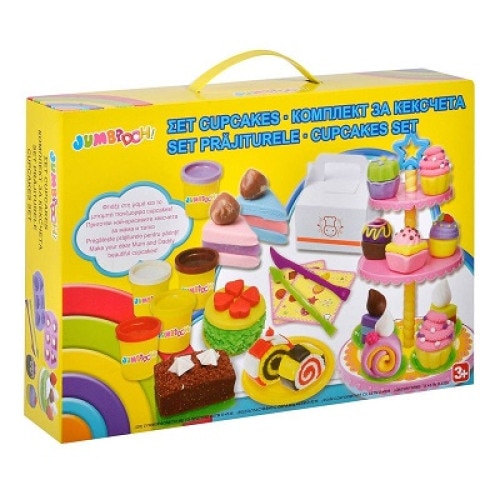 Set de joaca creativ cu plastilina Soda Fun, Cupcakes, suport pe 3 nivele, accesorii incluse