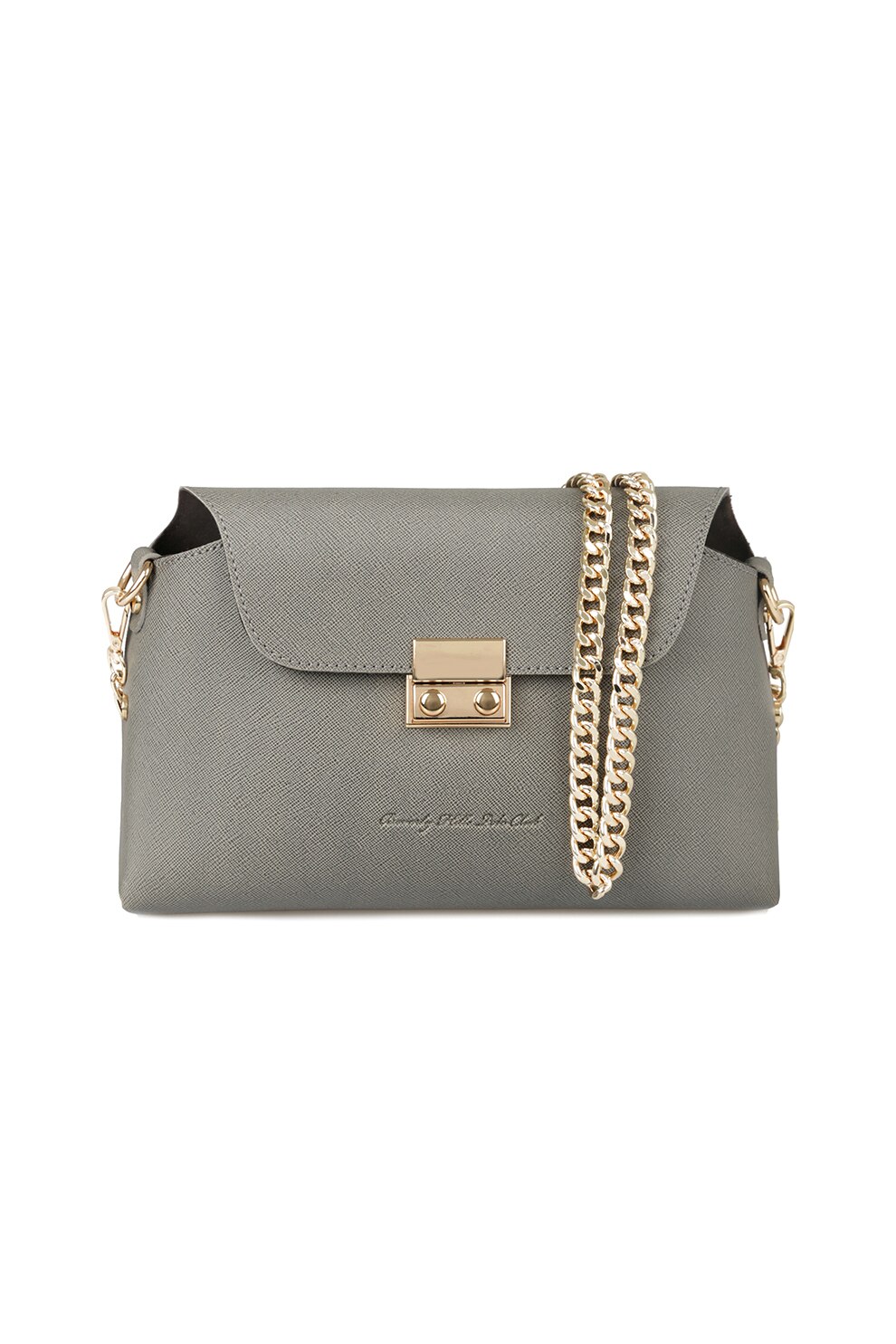 Beverly Hills Polo Club, Geanta din piele ecologica cu bareta de umar, din lant, Gri