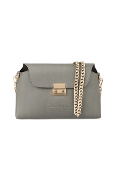 Beverly Hills Polo Club, Geanta din piele ecologica cu bareta de umar, din lant, Gri Beverly Hills Polo Club, Geanta din piele ecologica cu bareta de umar, din lant, Gri