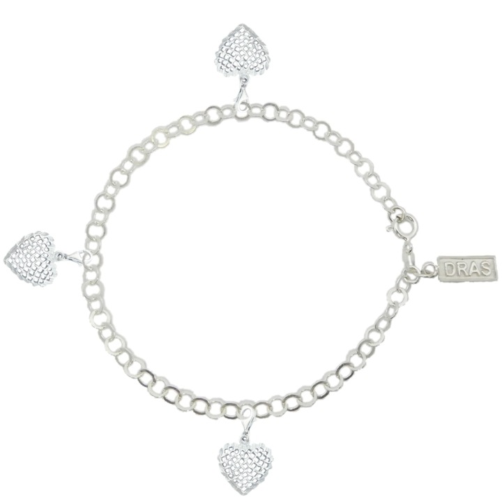 Személyre szabott ezüst karkötő 3 szívvel állítható GIOTTO1000 Dras
