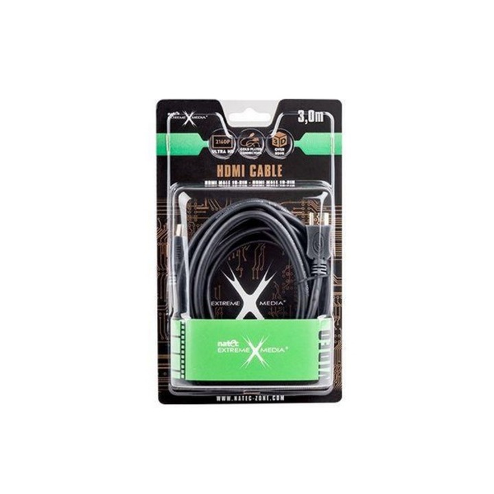 Natec HDMI (V1.4) LAN apa/apa kábel aranyozott végződéssel, 3m, bliszter