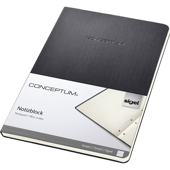 SIGEL "Conceptum" A5 vonalas 60 lapos exkluzív keményfedeles fekete füzet