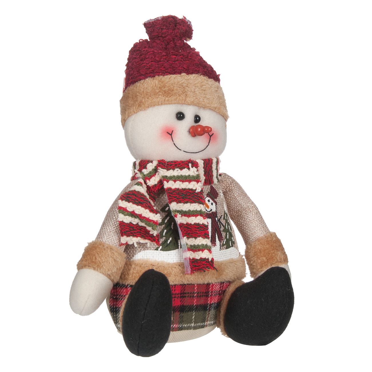 Figurina Craciun Om de Zapada cu imprimeu brad, DecorCasa, 24 cm