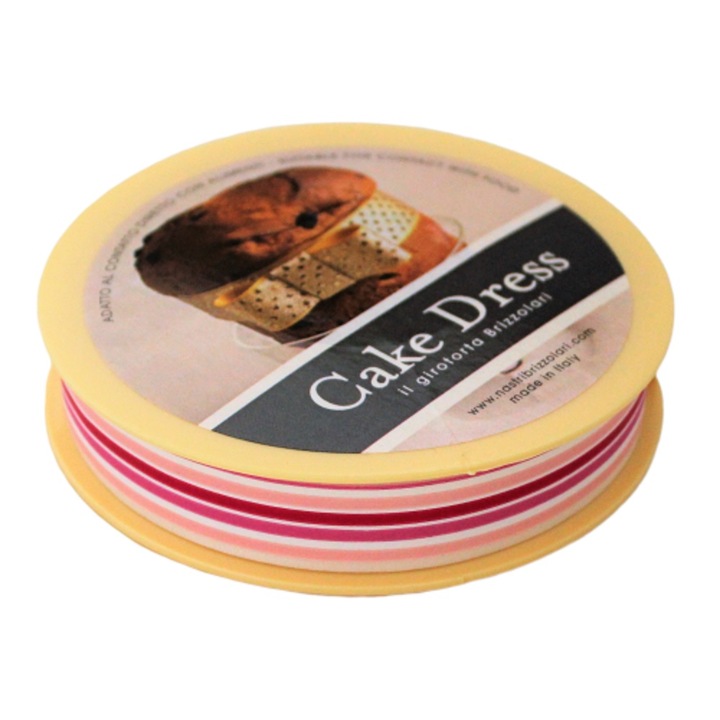 Banda decorativa Cake Dress pentru torturi si prajituri 20mmx20m, MiniStripes roz