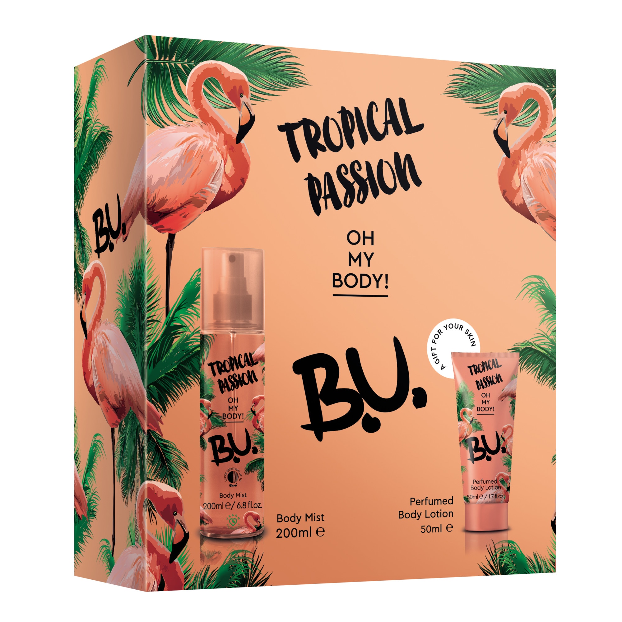 Set BU Tropical Passion, Dama: Body Mist, 200 ml + Lotiune Corp, 50 ml
