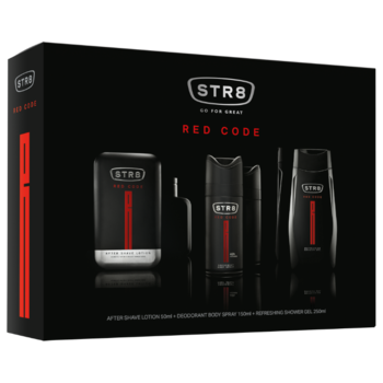 Set STR8 Red Code, Barbati: After Shave Lotiune, 50 ml + Deo Spray, 150 ml + Dus Gel, 250 ml Set STR8 Red Code, Barbati: After Shave Lotiune, 50 ml + Deo Spray, 150 ml + Dus Gel, 250 ml