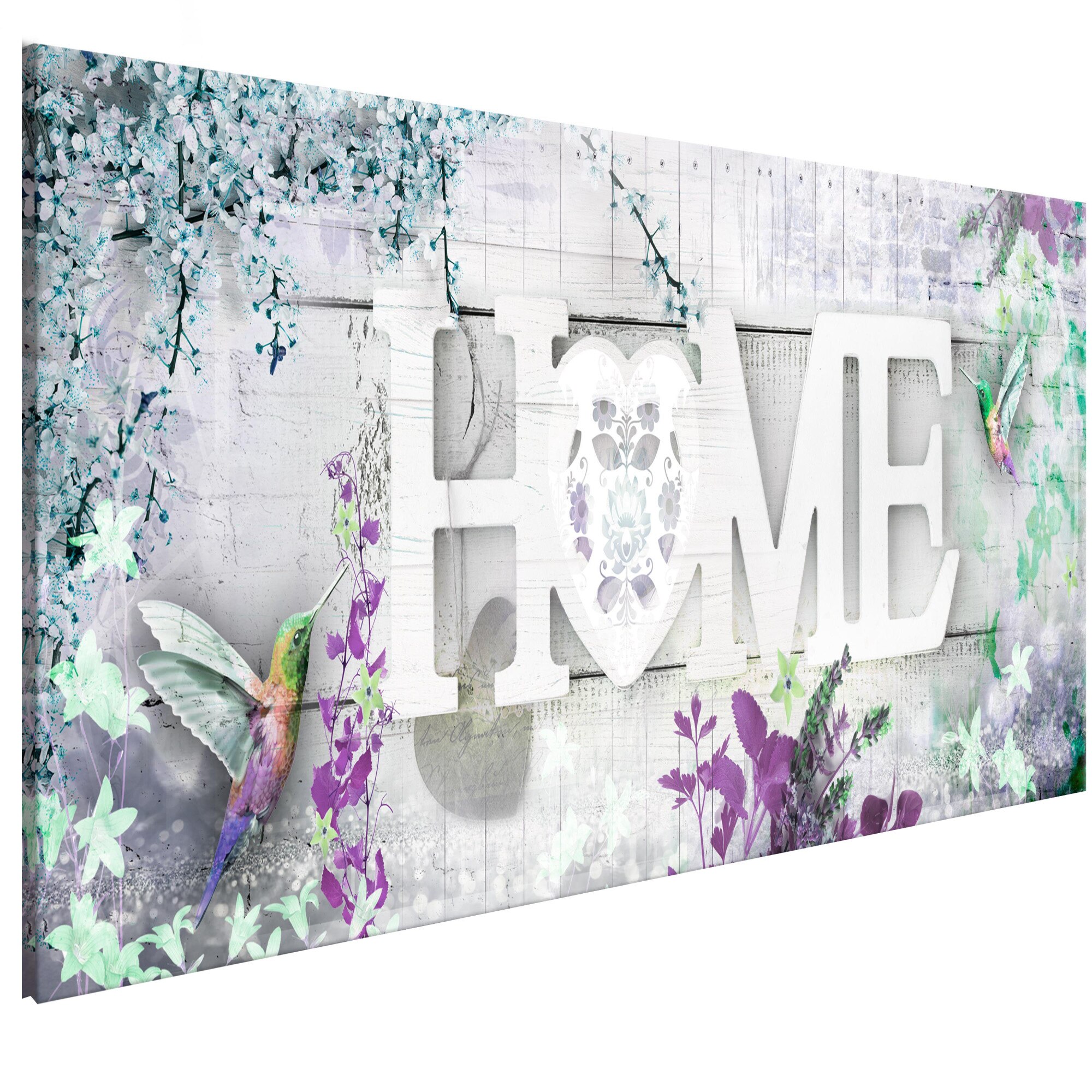 Tablou canvas - Acasa Si colibri verzi Inguste - 135 x 45 cm