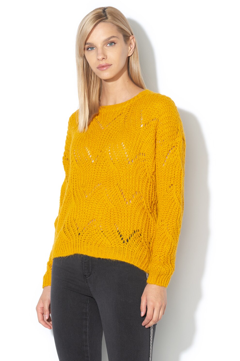 Only, Pulover cu model pointelle Havana, Galben sofran, L