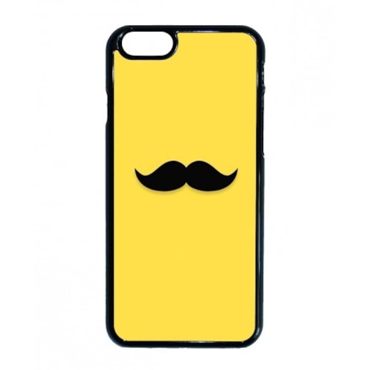 Sárga Mustache - Apple Iphone 6 tok, fekete kerettel, szilikon