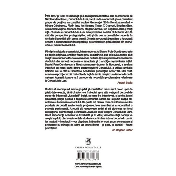 O Istorie A Cenaclului De Luni - Daniel Puia-Dumitrescu - EMAG.ro