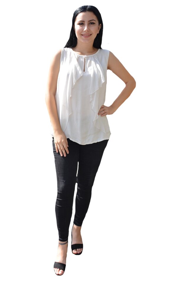 Bluza de matase, cu model de fronseuri,model fara maneci,D&J Exclusive, galben pal