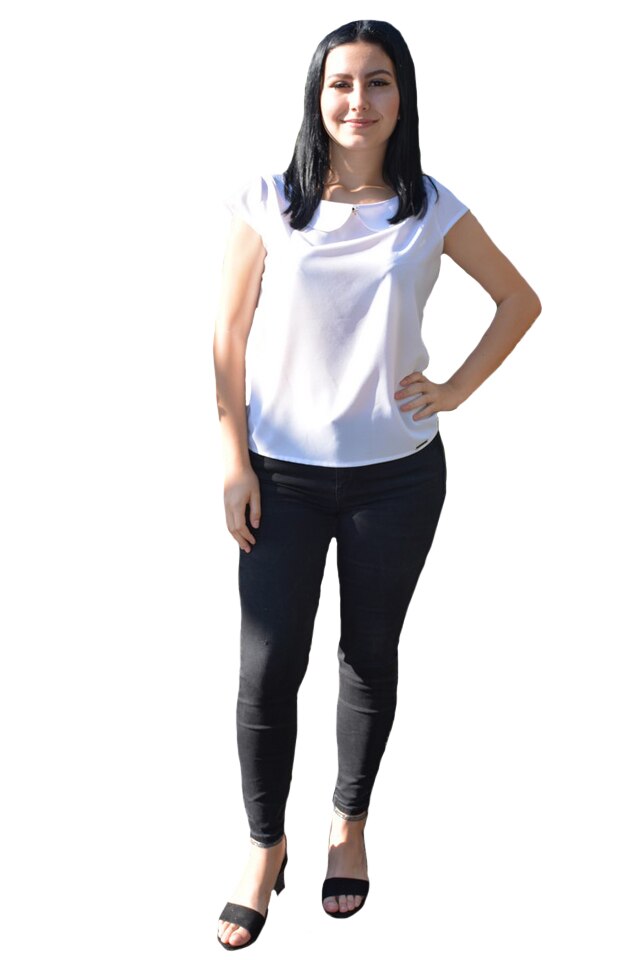 Bluza moderna, decolteu tip barcuta, masuri mari, cu model simplist,D&J Exclusive, Alb