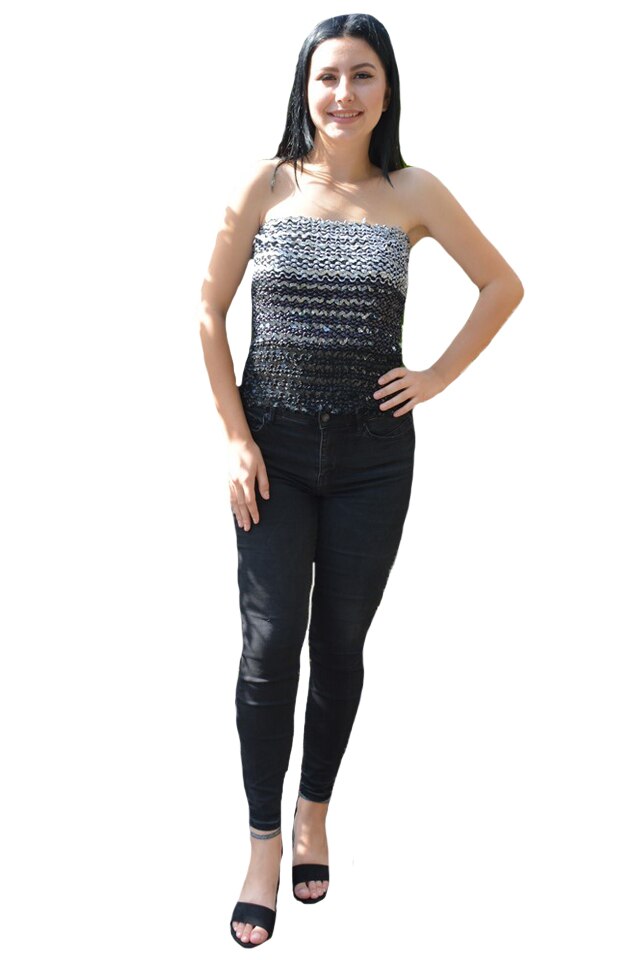Bluza de ocazie, cu paiete deosebite aplicate,model top,D&J Exclusive, Negru-Gri