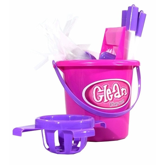 Set de joaca MalPlay, pentru curatenie cu mop, galetusa, matura, faras, perie, roz