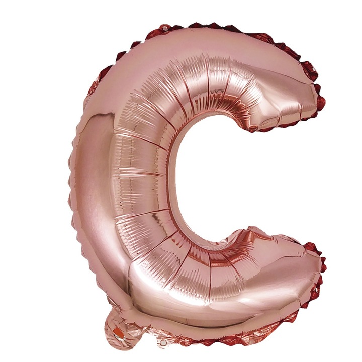 Balon Rose Gold metál fólia lufi, Mirific Party, C betű, 40 cm, Coral, rózsaszín