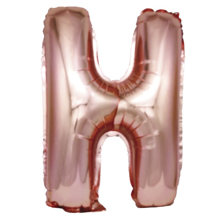 Balon Mirific Party Fémes fólia lufi, H betű, 40 cm, Korall / Rózsaszín / Rose Gold