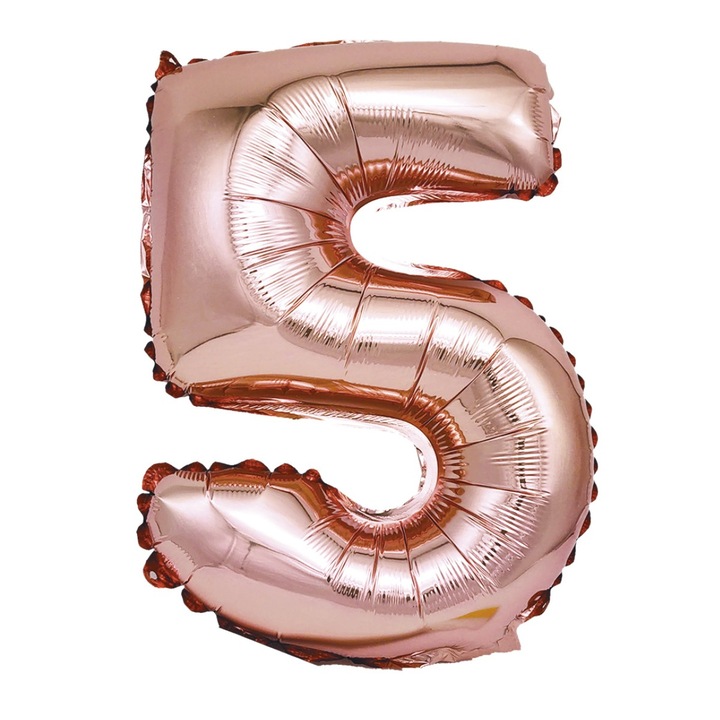 Фолиев балон Rose Gold, Mirific Party, Номер 5, 40 см, Корал, розов