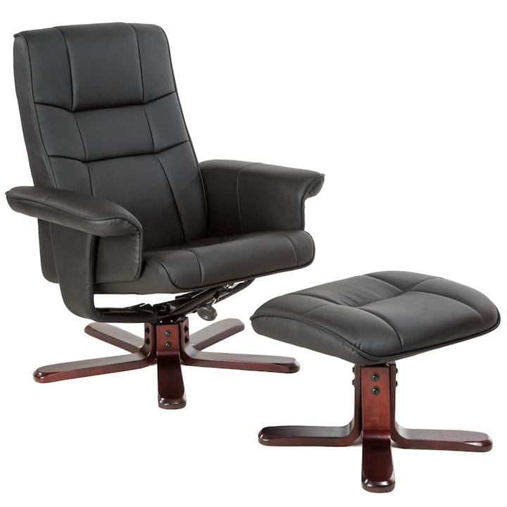 tectake Relaxációs fotel lábtartóval, 1. modell - fekete/barna