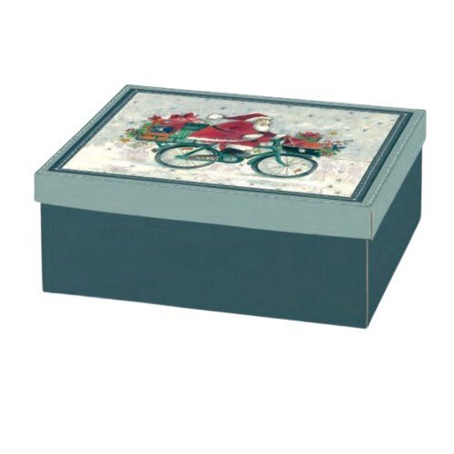 Cutie cadou cu capac Santa on bike 400*340*150mm RiBOX