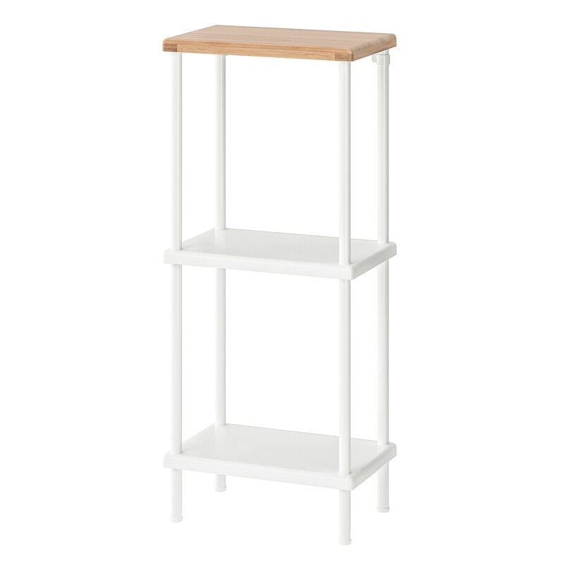 Etajera pentru baie, 40 x 27 x 96 cm, 3 nivele, Alb/Maro