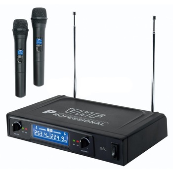Set 2 Microfoane Karaoke Wireless SAL cu Receiver, 60 m, Filtru Zgomot, Frecventa Cuart Set 2 Microfoane Karaoke Wireless SAL cu Receiver, 60 m, Filtru Zgomot, Frecventa Cuart