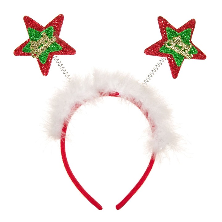 Coronita craciun copii stele glitter pene albe