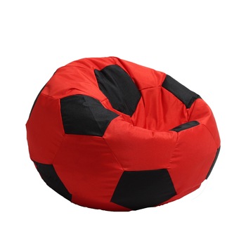 Fotoliu Puf pentru copii (3-10 ani) Minge Telstar - Junior - Panama Red & Black (pretabil si la exterior) umplut cu perle polistiren Fotoliu Puf pentru copii (3-10 ani) Minge Telstar - Junior - Panama Red & Black (pretabil si la exterior) umplut cu perle polistiren