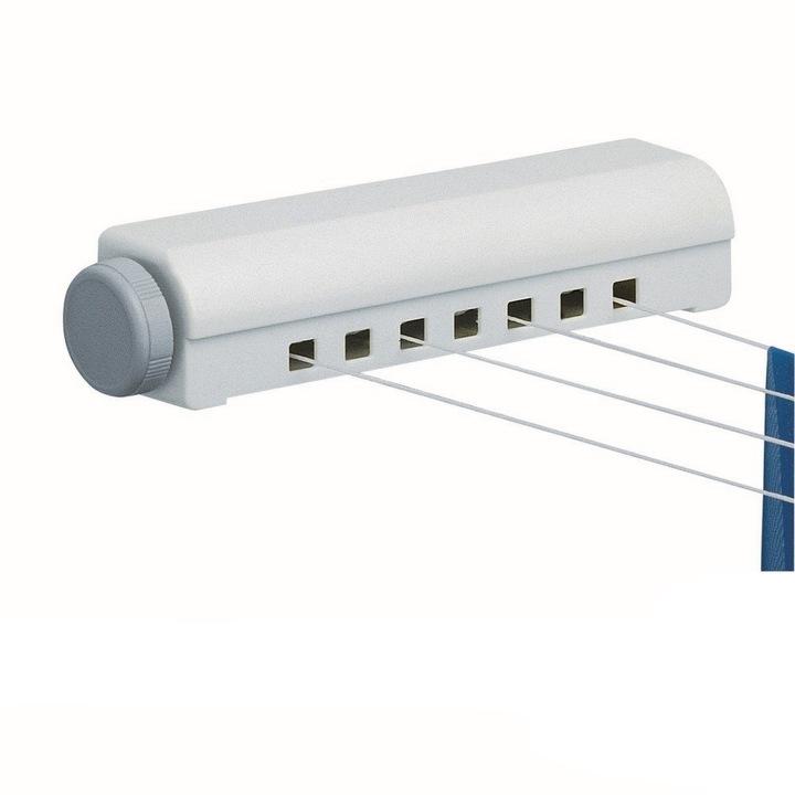 Kihúzható szárítógép 4 szállal, ABS és nejlon, fehér, 20 folyóméter, Rayen