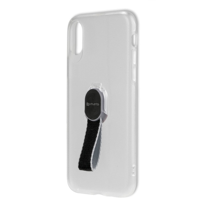 4smarts Clip-On Cover Loop-Guard - удароустойчив хибриден кейс с каишка за задържане за iPhone XS, iPhone X (прозрачен)
