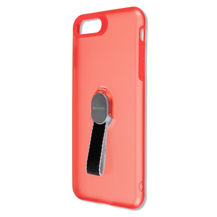 4smarts Clip-On Cover Loop-Guard - удароустойчив хибриден кейс с каишка за задържане за iPhone 7 Plus, iPhone 8 Plus (червен-прозрачен)