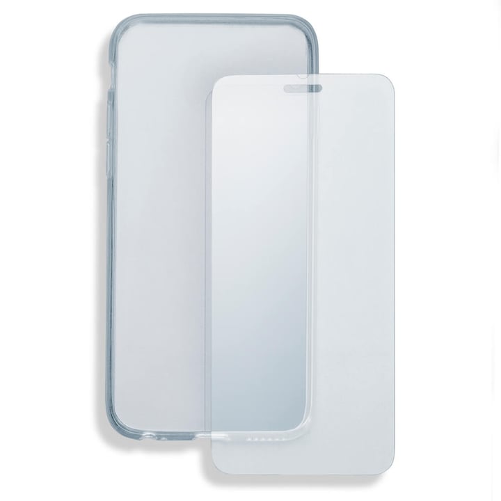 4smarts 360° Protection Set - тънък силиконов кейс и стъклено защитно покритие за дисплея на LG Q6 (прозрачен)
