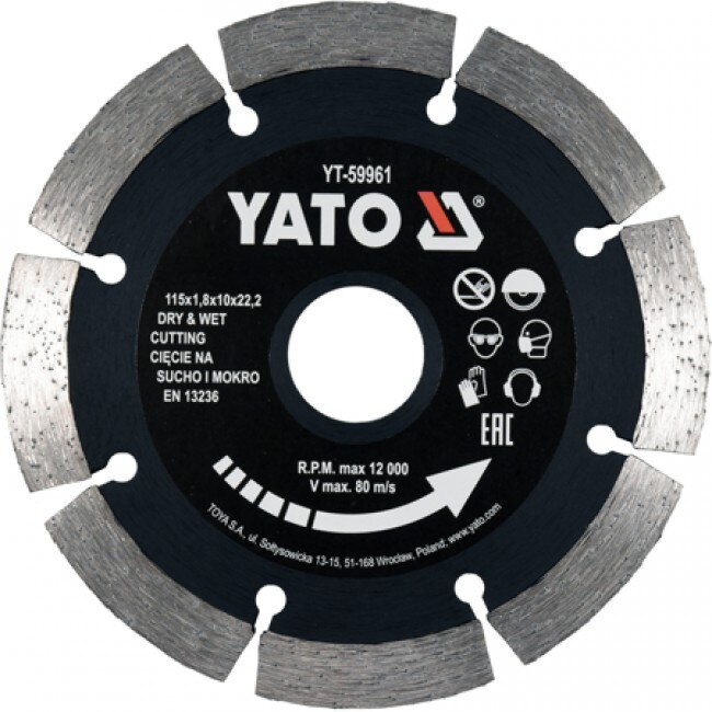 Disc diamantat segmentat, 115X22.2X1.8MM YT-59961