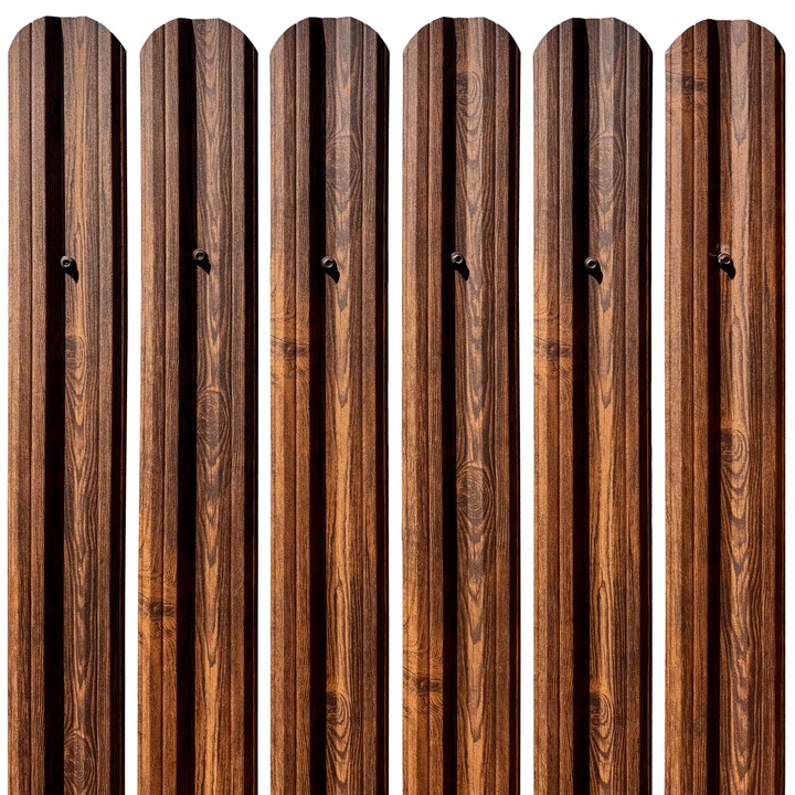 Gard Sipca Metalica Tisa, Set 25 buc. + suruburi, Mahon - Imitatie Lemn, 170x11.5cm / buc, Top Profil Sistem