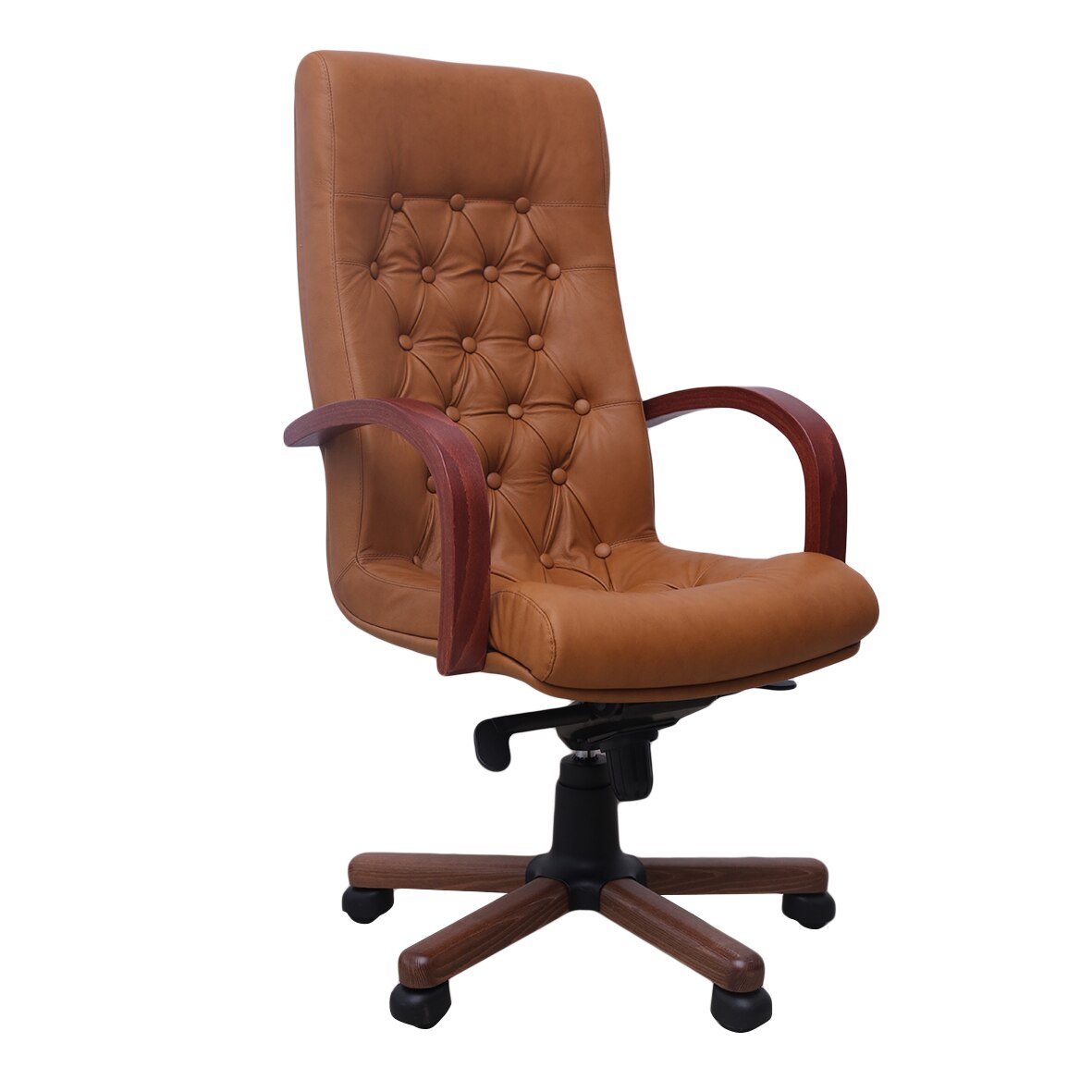 Scaun directorial FIDEL LUX EXTRA, mecanism Multiblock, Brun deschis, piele naturala