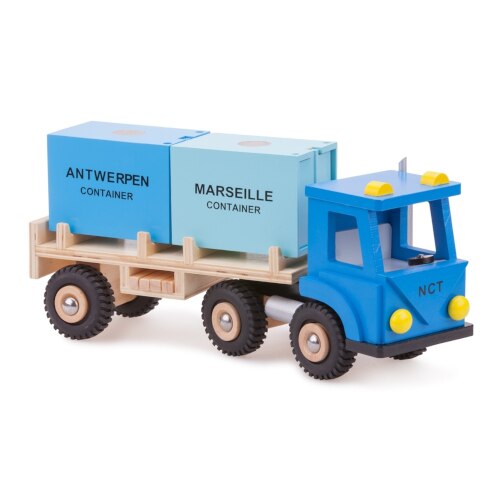 Camion New Classic Toys din Lemn cu 2 Containere
