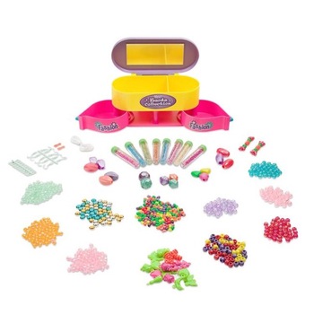 Set de bijuterii in cutie cu oglinda , margele colorate , cabluri si carlige pentru cercei, ATS , pentru fete Set de bijuterii in cutie cu oglinda , margele colorate , cabluri si carlige pentru cercei, ATS , pentru fete