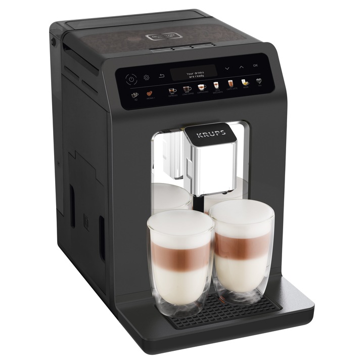Кафеавтомат Krups Evidance ONE COMPLET, EA895N10, 1450W, 15 бара, 2.3 л, Оne touch cappuccino, Черен