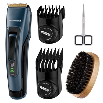 Aparat de tuns barba Rowenta Signature TN4500F0, 0.5-30 mm, 2 piepteni, Indicator LED, Baterie Lithium-Ion, Albastru Aparat de tuns barba Rowenta Signature TN4500F0, 0.5-30 mm, 2 piepteni, Indicator LED, Baterie Lithium-Ion, Albastru