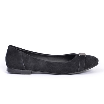 Balerini Donna Mia 1810, piele naturala velur negru, cu accesoriu metalic Balerini Donna Mia 1810, piele naturala velur negru, cu accesoriu metalic