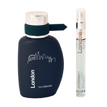 Set apa de toaleta barbati London World Senses, 100 + 10 ml, Verde Set apa de toaleta barbati London World Senses, 100 + 10 ml, Verde